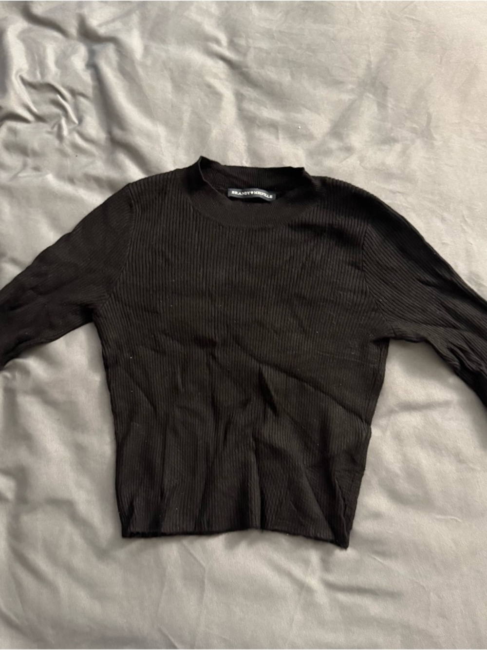 Brandy Melville Black Ribbed Crewneck Sweater